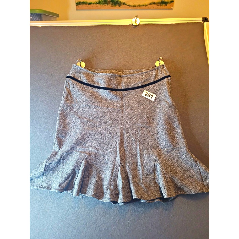 Charlotte Russe Womens Gray Herringbone Flare Short Skirt Ruffle Size 7/8